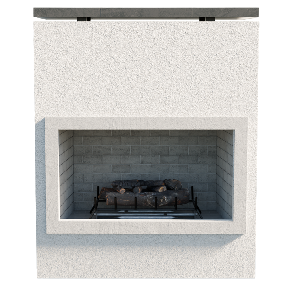 Cal Flame Cabo outdoor gas fireplace, angled view