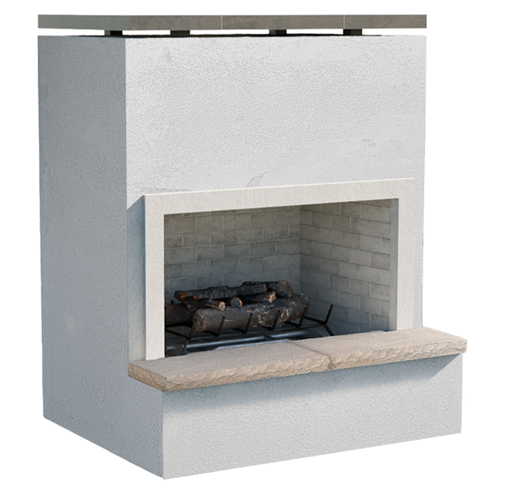 Cal Flame Monterey outdoor gas fireplace, angled view