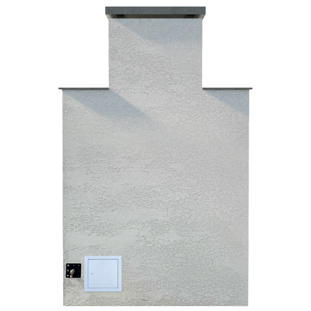 Cal Flame Indio outdoor gas fireplace, rear view