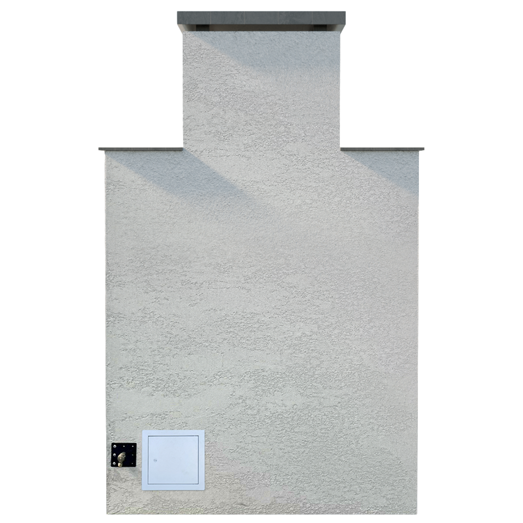 Cal Flame Cancun outdoor gas fireplace, rear view