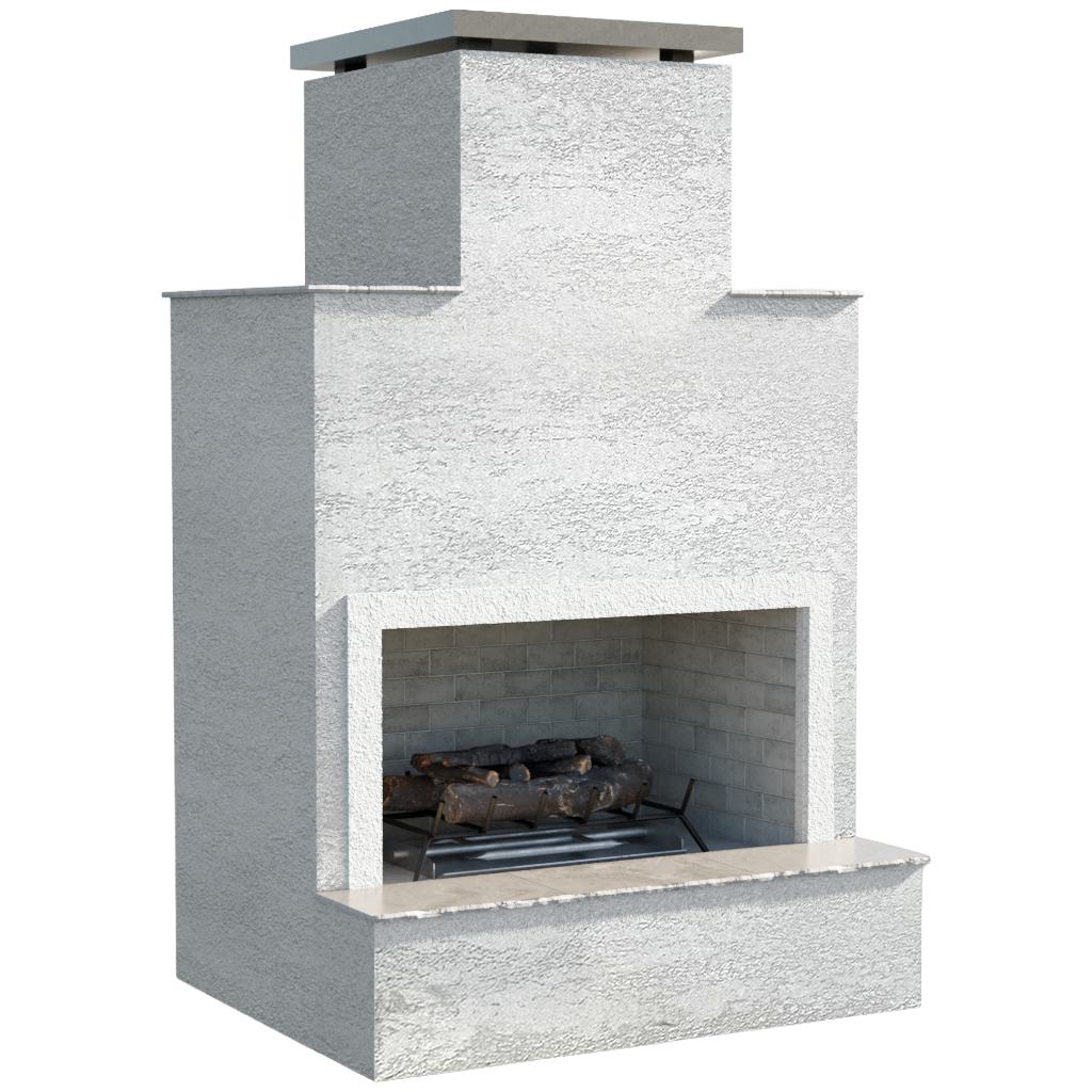 Cal Flame Cancun outdoor gas fireplace with bottom mantel, front view