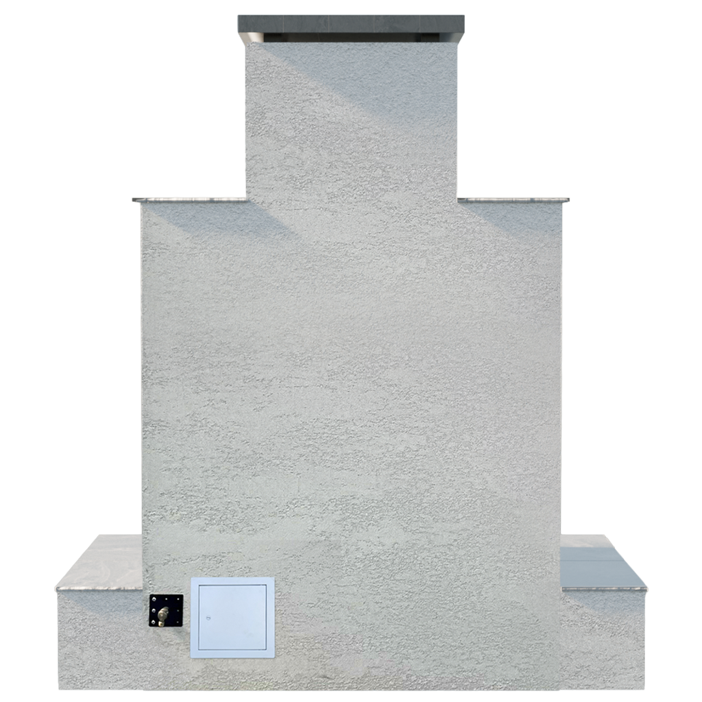 Cal Flame Tahiti outdoor gas fireplace, rear view
