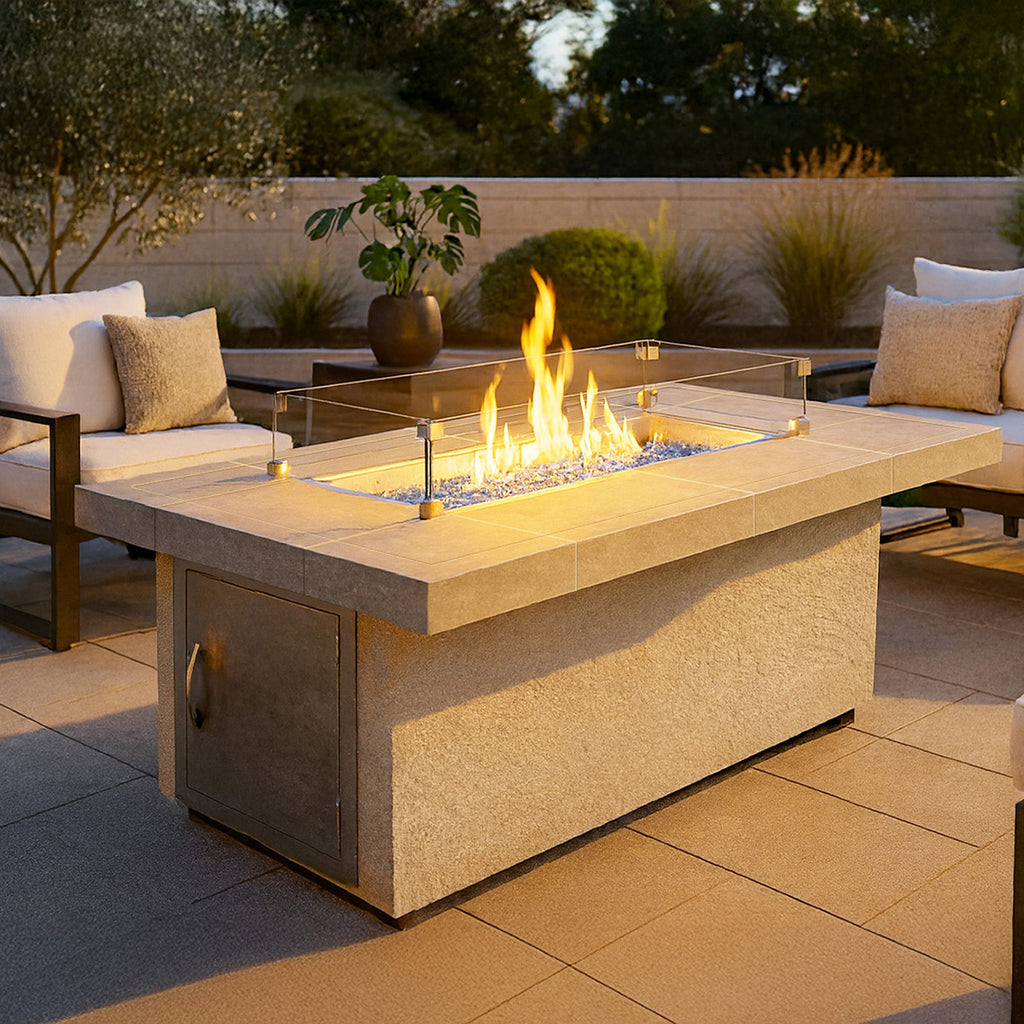Cal Flame Phoenix gas fire pit in outdoor setting