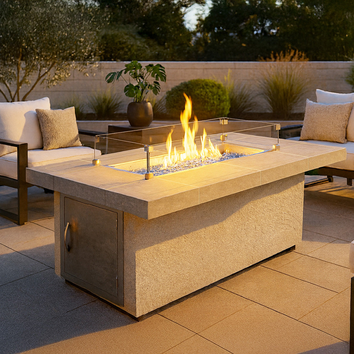 Cal Flame Phoenix gas fire pit in outdoor setting