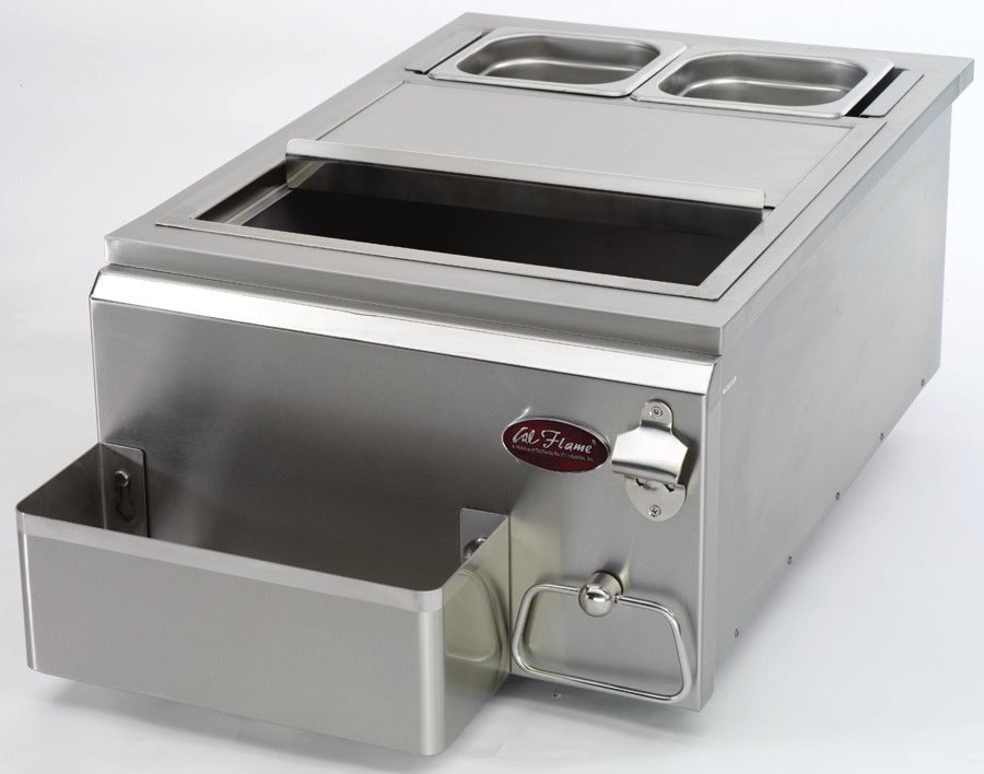 Cal Flame 12 inch drop-in cocktail center with ice bin and bottle drawer