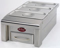 Cal Flame 12 inch drop-in food warmer with two pans and drawer