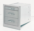 Cal Flame wide three drawer storage unit in stainless steel