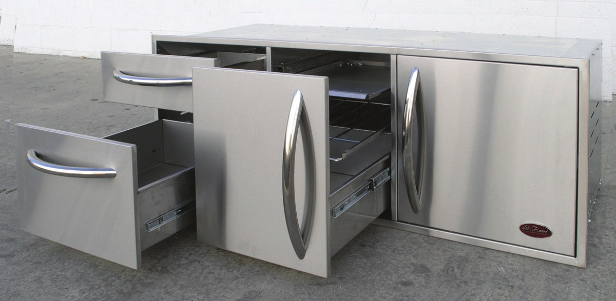Cal Flame complete utility storage set with doors and drawers