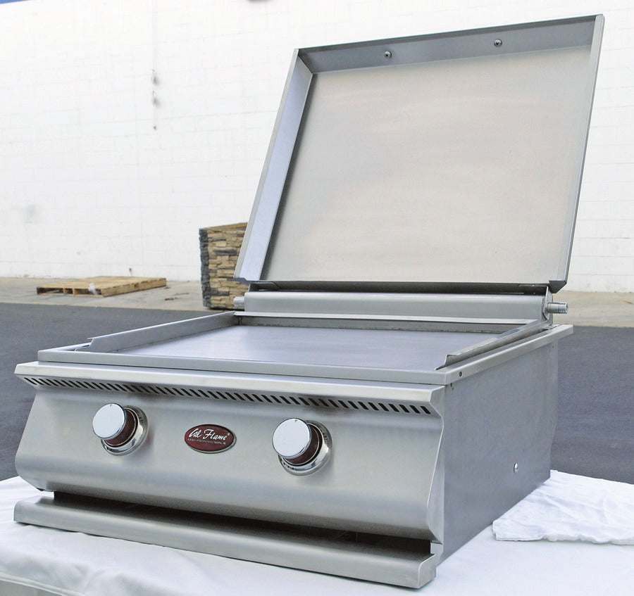 Cal Flame hibachi flat drop-in grill with lid open
