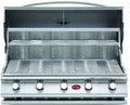 Cal Flame G Series 5-burner built-in gas grill, hood open showing V-grates