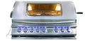 Cal Flame Top Gun 5-burner convection grill with lit glass window and illuminated knobs